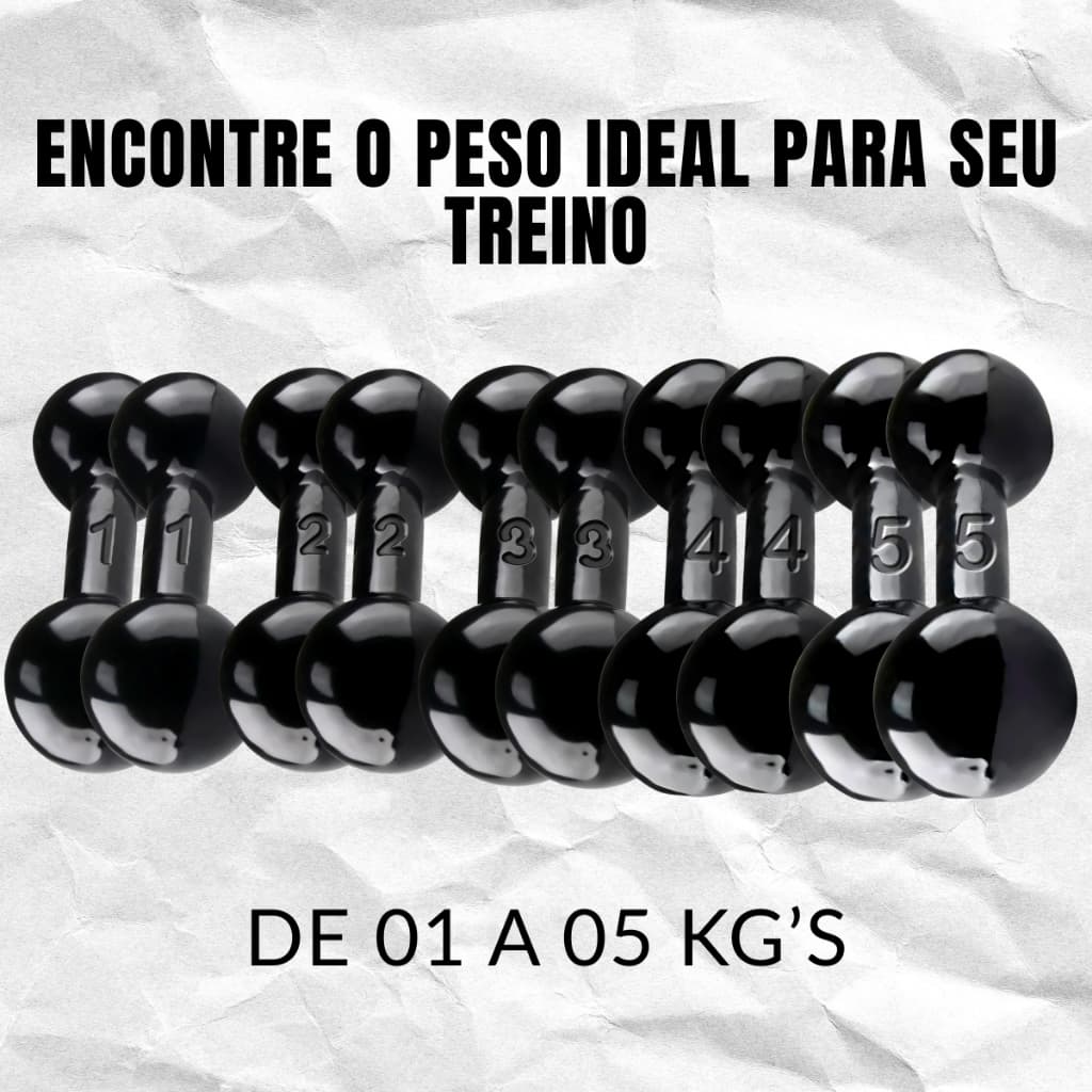 Par de Halter Emborrachado 1kg a 5kg Bola - Peso de Academia Musculação Pesinho Treino Em Casa