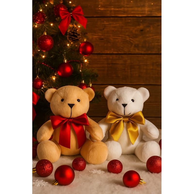 Urso articulado Velboa com laço 18cm/24cm/34cm