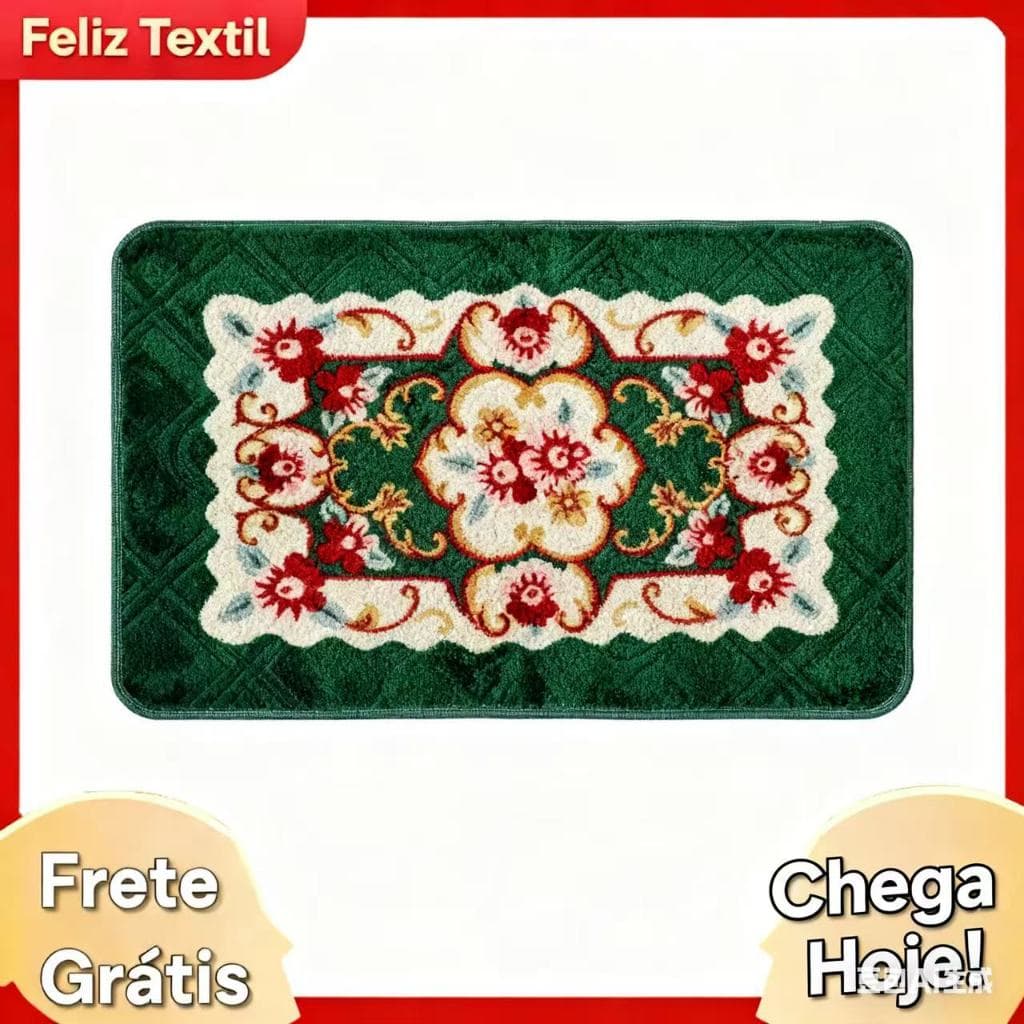 Tapete Floral Geometreco Antiderrapante 60cm x 90cm Para Quartos, Sala Boa Qualidade