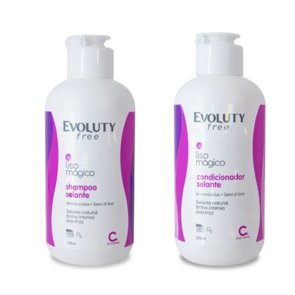 Evoluty Free Kit Shampoo e Condicionador Liso Mágico Efeito Selante e Hidratante hair capilar