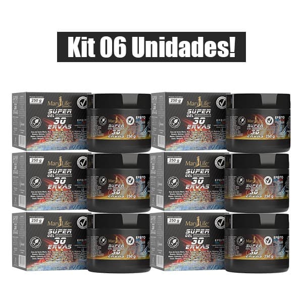 KIT 6 UNIDADES SUPER GEL 30 ERVAS 250g MARY LIFE