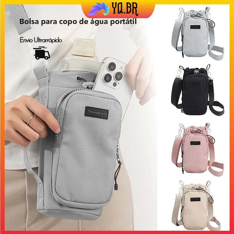 Bolsa de armazenamento com cordão para chaleira portátil para celular ao ar livre, capa para copo térmico, bolsa de viag