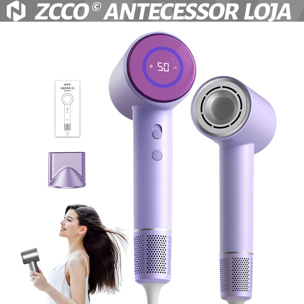 ZCCO Secador de Cabelo de Alta Velocidade Secador de Cabelo Profissional 1500W Alta Velocidade2Minutos Secagem Rápida