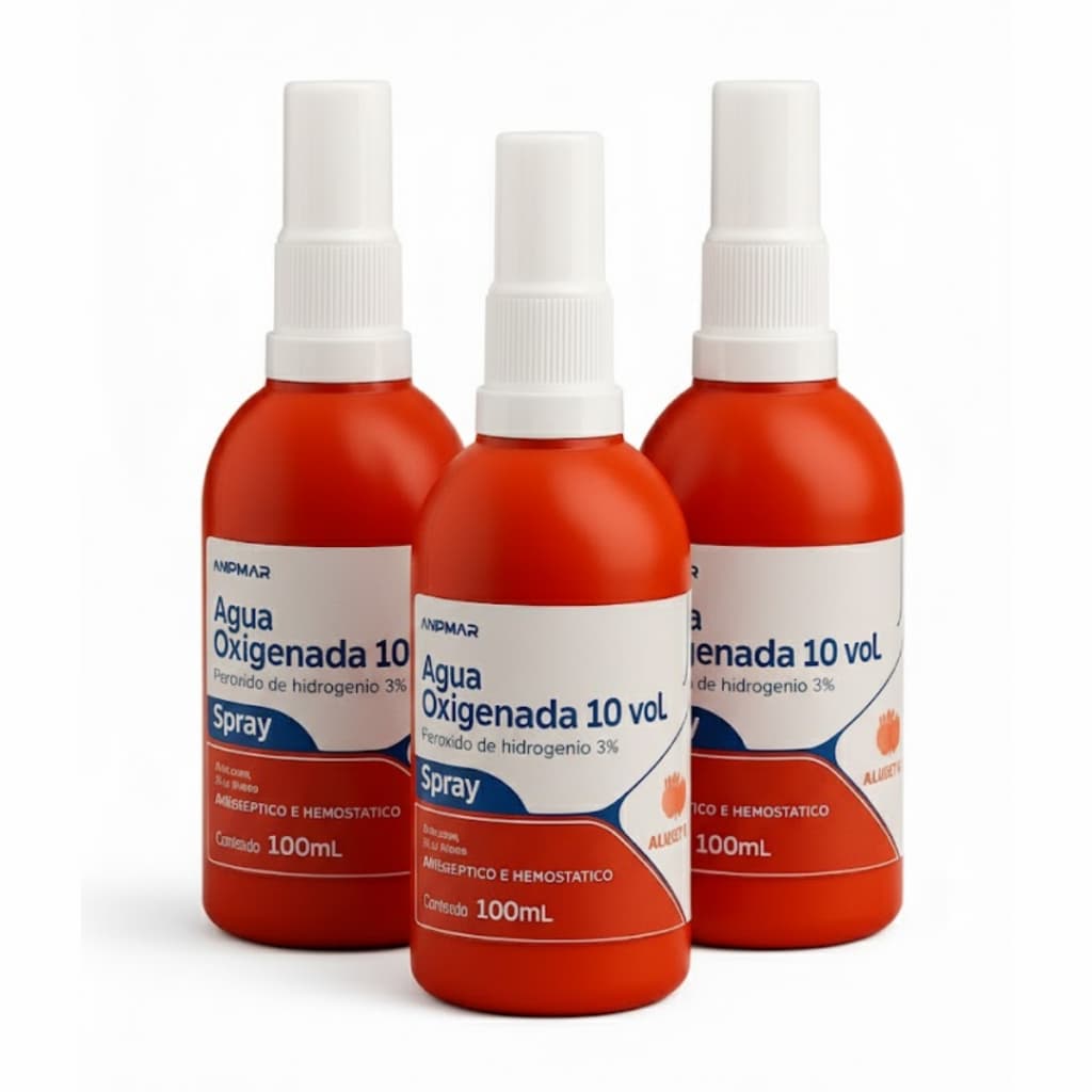🔥 Queima de estoque Kit 3 Águas Oxigenadas 10 Vol 100ml Spray Uniphar – Antisséptico e Hemostático
