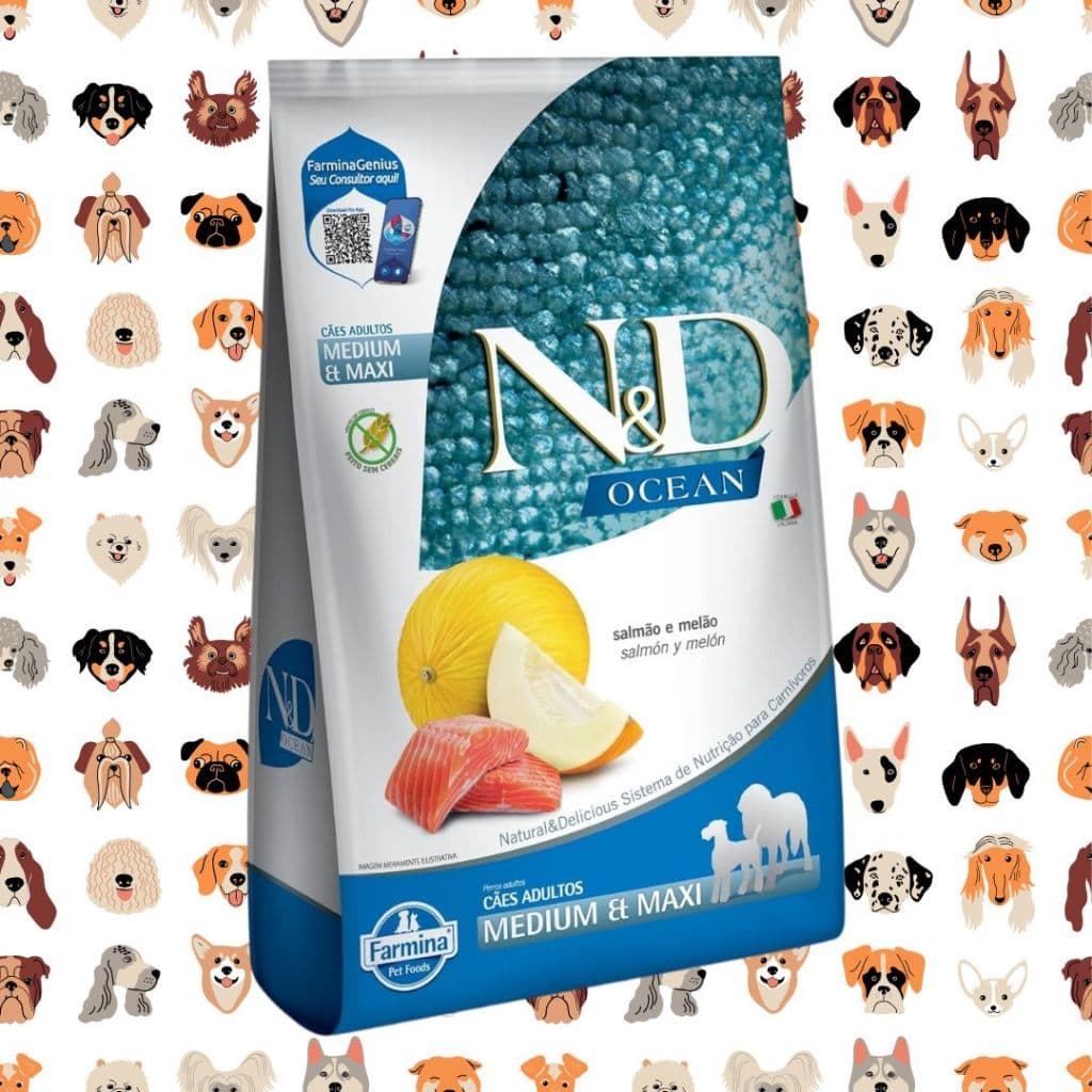 Ração Para Cachorros Adultos Médios e Grandes Salmão 10,1kg N&D Ocean
