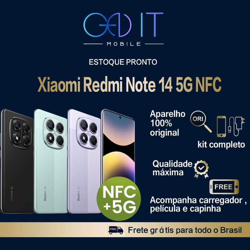 Celular Xiaomi Redmi Note 14 Pro 5G 256gb / 512gb NFC  Versão Global Original (COM CAPINHA E PELÍCULA)