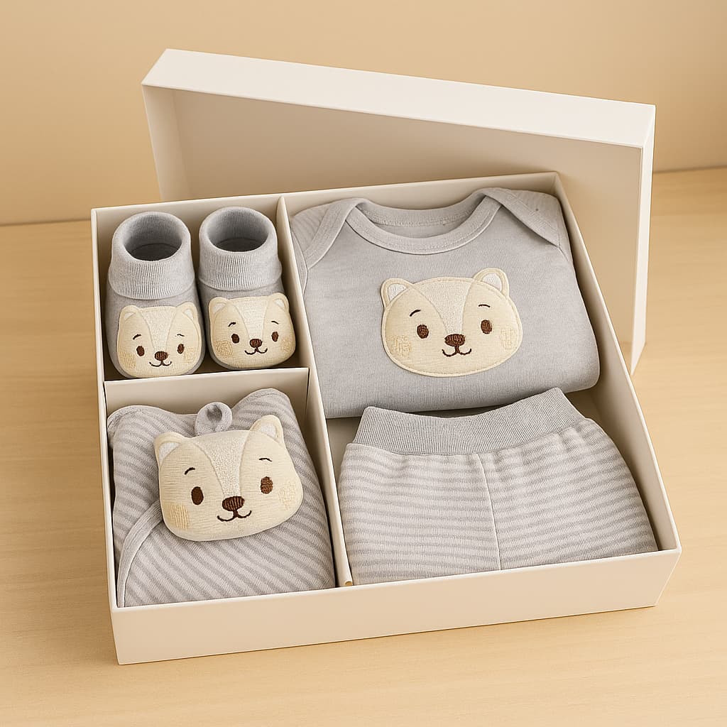 Presente Bebê Recém Nascido 4 Peças Body Calça Mijão Sapatinho Meia Pantufa 3D e Naninha Enxoval