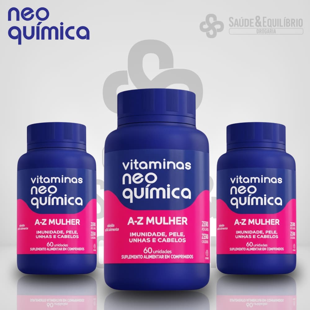 Multivitamínico A-Z Mulher 60 Cápsulas Imunidade Energia Cabelos Unhas Pele