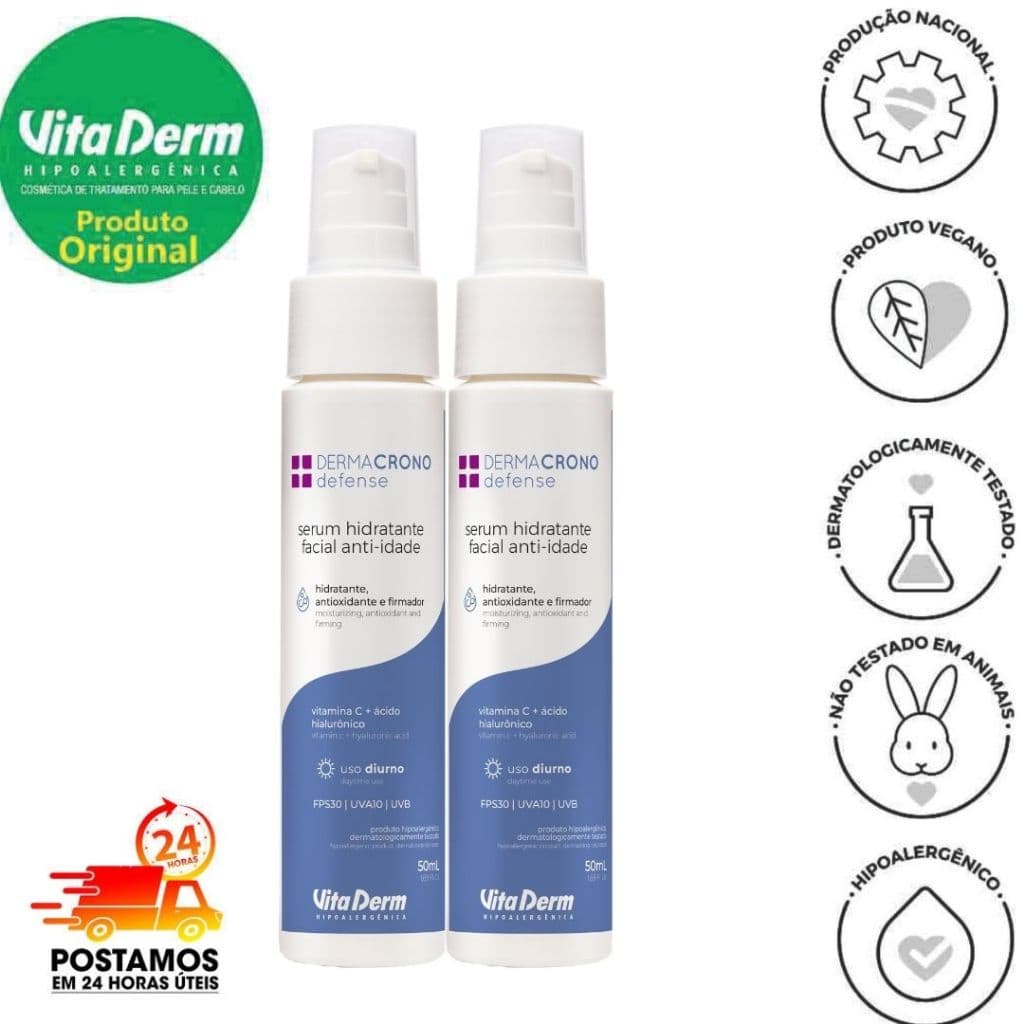 Kit com2 unidades Sérum Vita Derm Anti-idade DermaCrono FPS30 50ml - Vita Derm