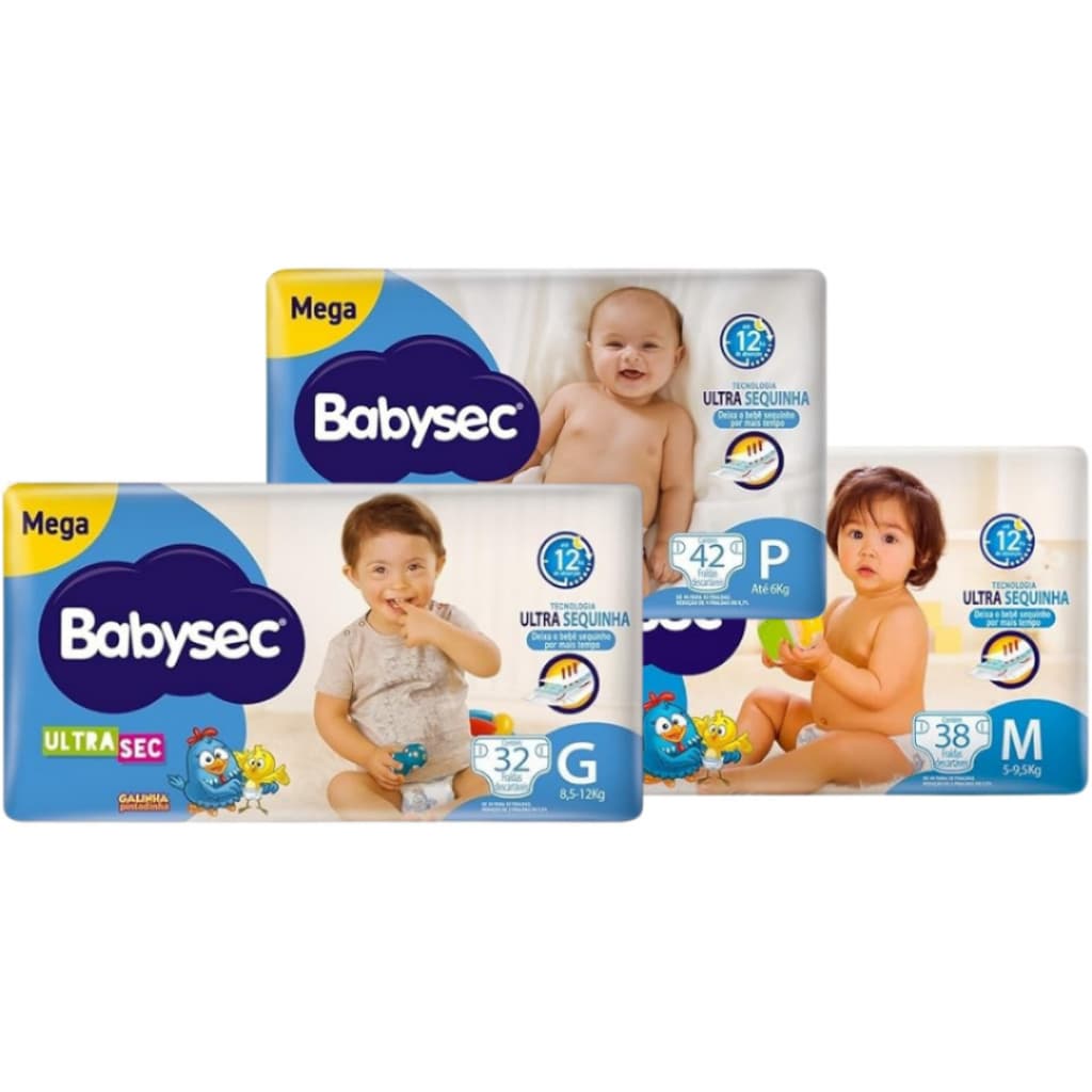 Fraldas Descartáveis na Promoção Babysec Galinha Pintadinha Mega Ultra Sequinha - Todos os tamanhos