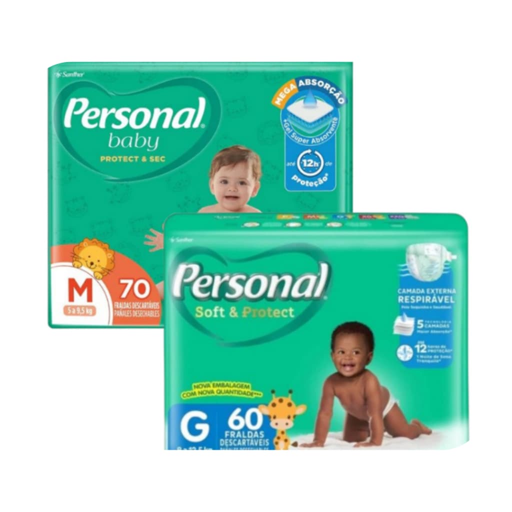 Fraldas Descartáveis na Promoção Pacotão Personal Baby Hiper Kits Disponíveis - Todos os tamanhos
