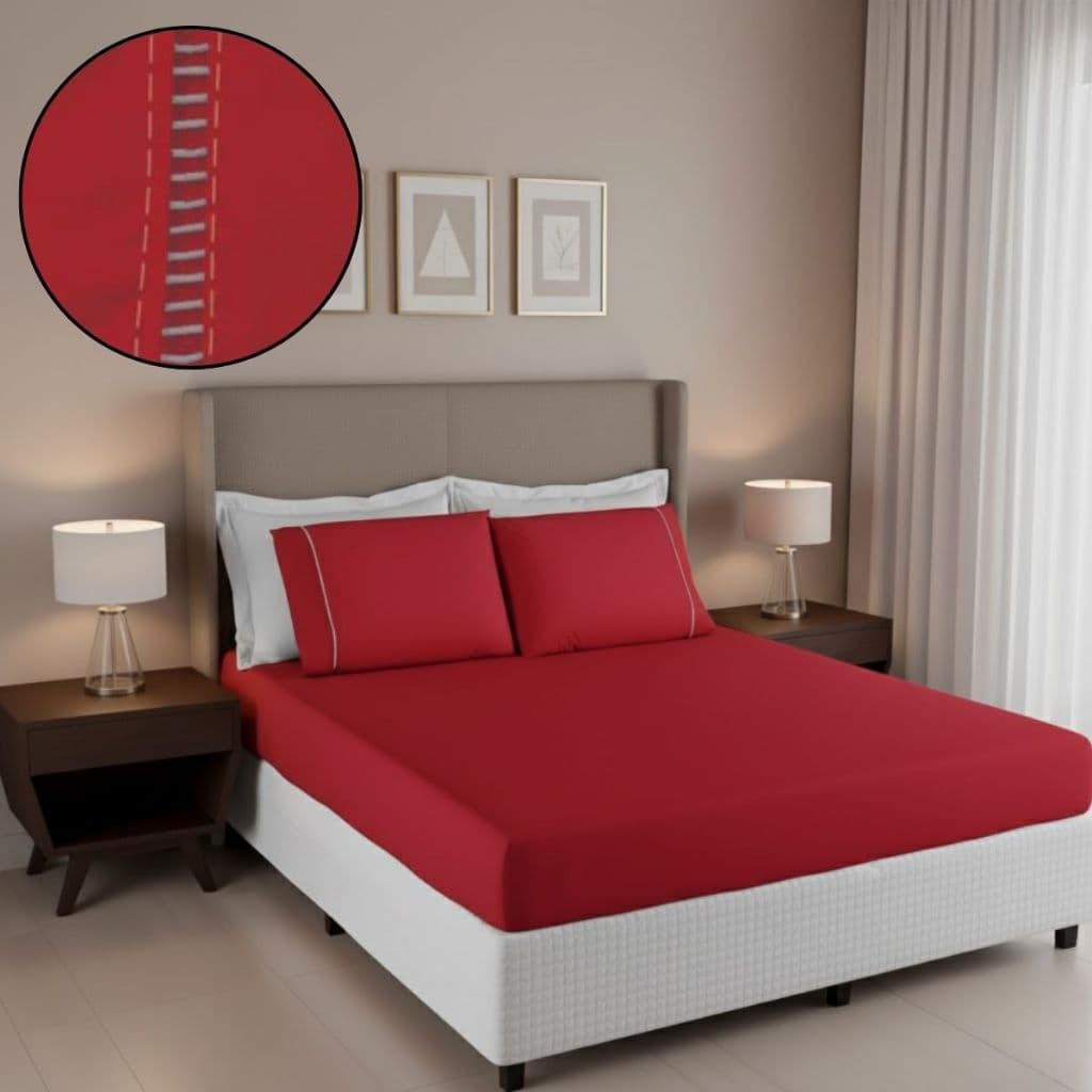 Jogo de Cama 3 Peças Lençol + Fronhas 100% Micropercal Ponto Palito Casal Queen King