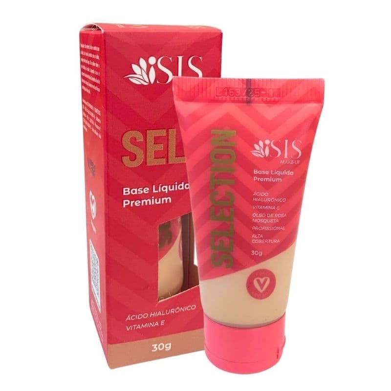 Base selection Isis líquida Premium, ácido hialurônico e vitamina E, óleo de rosa mosqueta, profissional alta cobertura