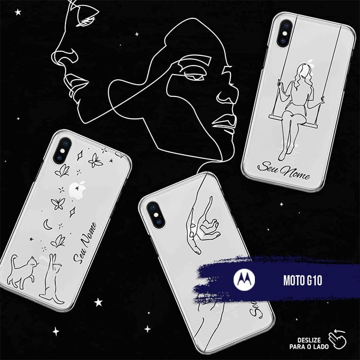 Capa Capinha Case Personalizada com Nome - Moto G10 / Moto G20 / Moto G30 - Fine Line Art