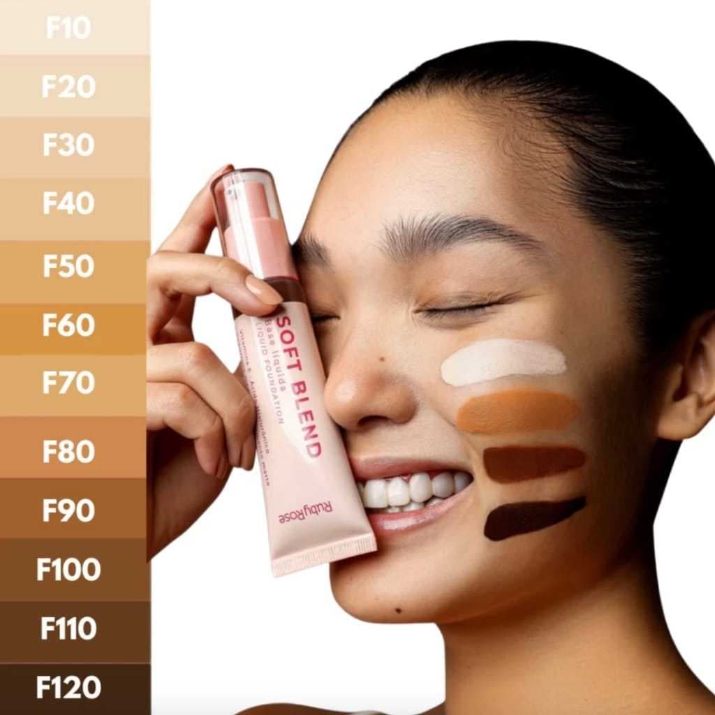 Base Líquida Ruby Rose Soft Blend Linha Rosa HB-M301 | Cobertura Média-Alta | Toque Aveludado 30ml