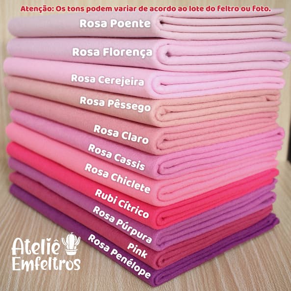 Feltro Tons de Rosa Santa Fé 50x140cm Artenasato Costura Bonecas Patchwork