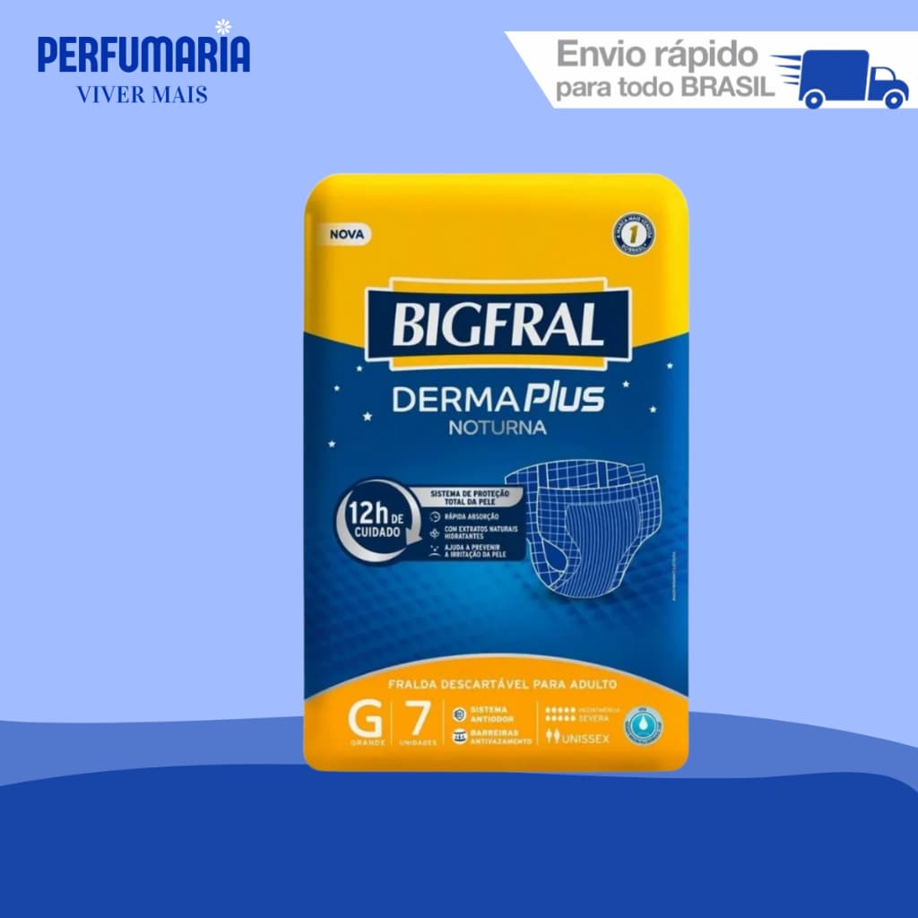 FRALDA BIGFRAL DERMA PLUS NOTURNA G 07UN GERIÁTRICA.