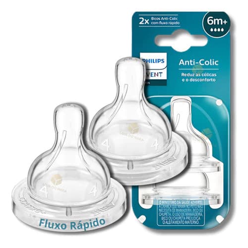 Bico Mamadeira Avent Nº4 6m+ Clássica Philips Kit 2 Unidades