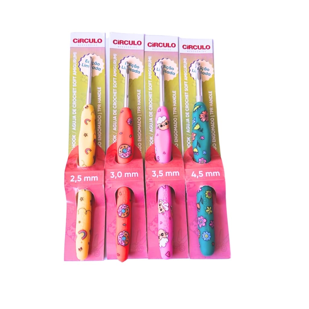 Kit 4 uni Agulha Crochê Soft Amigurumi  Emborrachada Circulo