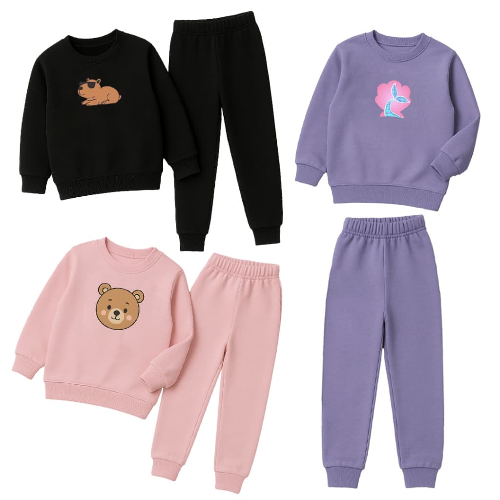 Kit Sortido 4 Peças Moletom Infantil Menina Inverno Tamanho 1 ao 10