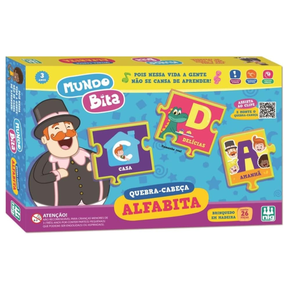 Brinquedo Educativo Quebra - Cabeça Alfabita NIG Brinquedos - Alfabetização Coordenação