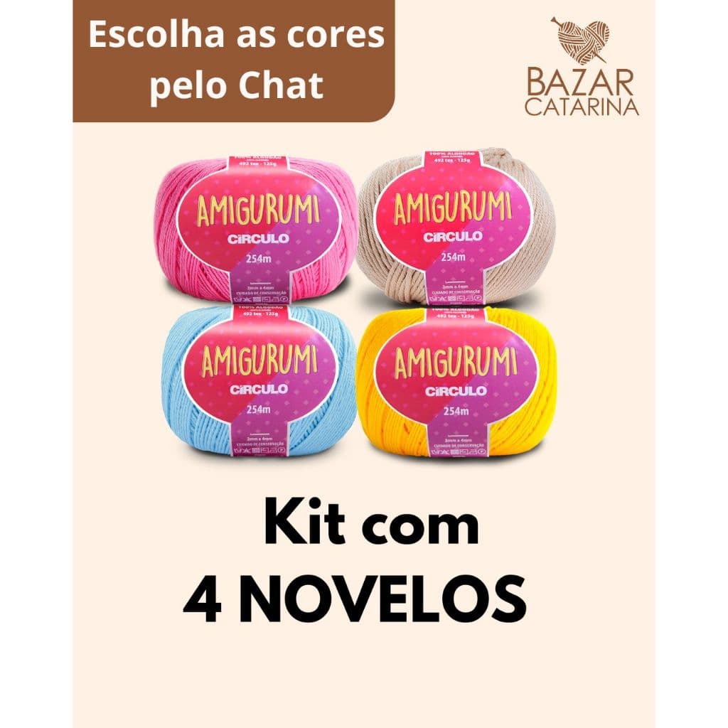 Fio Amigurumi Kit com 4 unidades Linha para crochê 100% algodão da Círculo
