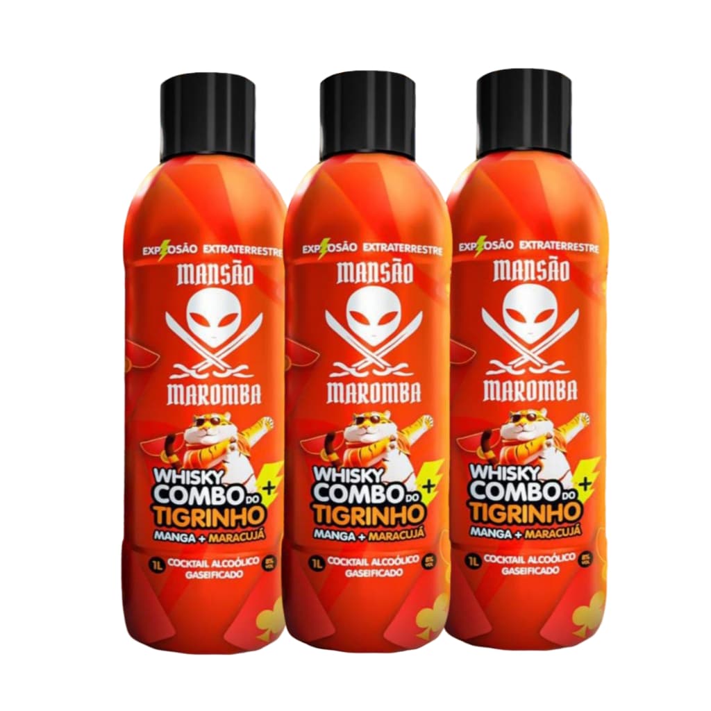 Kit com 3 Energético Bebida Mansão Maromba  Manga + Maracujá 1 Litro
