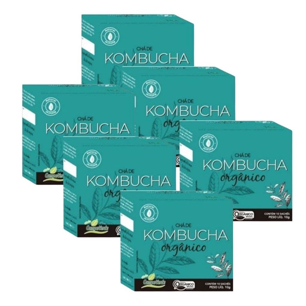 6 Cx Chá KOMBUCHA Fermentado 60 Sachês Orgânico Natural Campo Verde