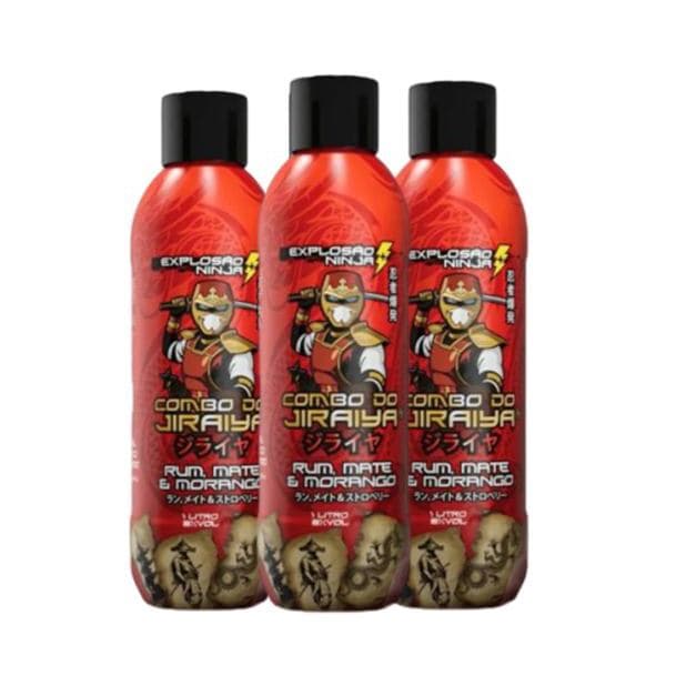 Kit com 3 Enérgetico Jiraiya Morango Mansão Maromba 1L