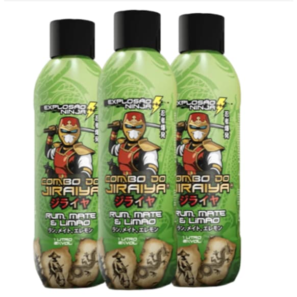 Kit com 3 Enérgetico Bebida Mansão Maromba Enérgetico Jiraiya Limão 1 Litro Mansão Explosão de sabores