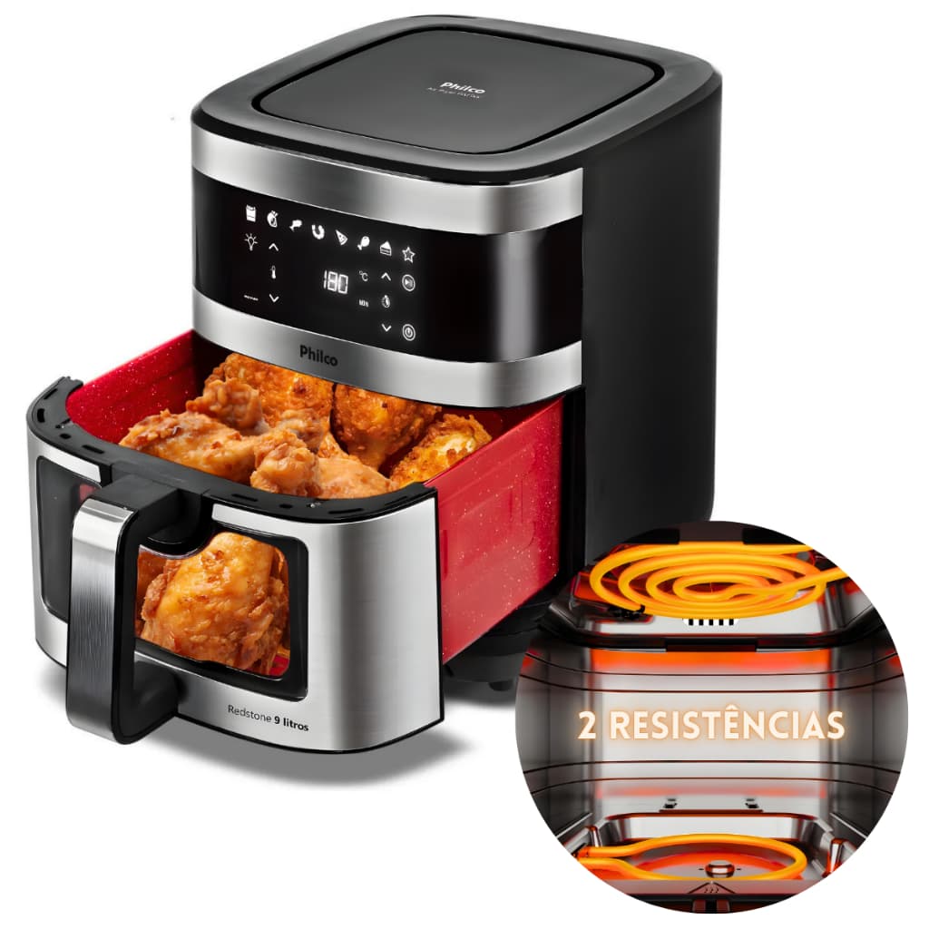 Air Fry Philco 9l Dupla Resistencia Com Visor Glass e Painel Digital ( Mais Potente do Mercado )