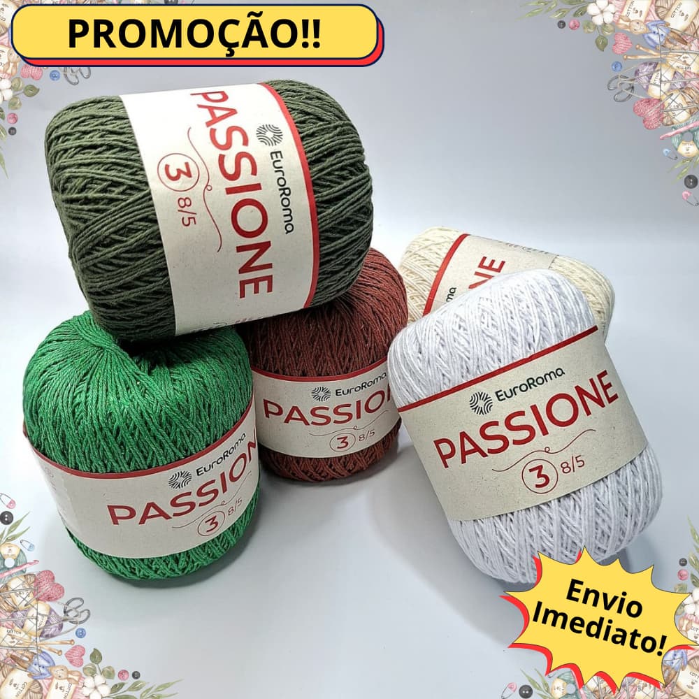 Linha Passione Euroroma 400m N°3 Similar ao Fio Charme fino para Crochê Tricô e Roupa