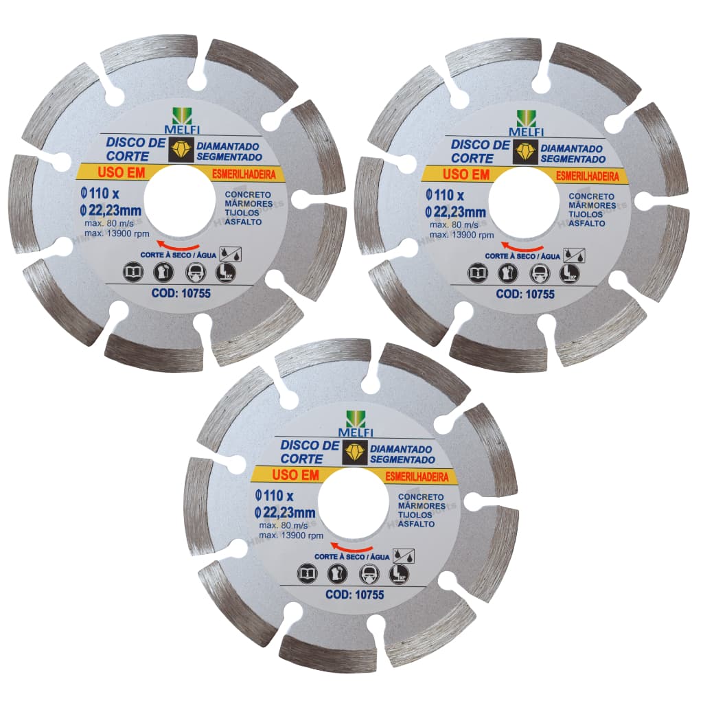 Disco de Corte Diamantado Segmentado 110mm x 22,23mm Alvenaria Concreto Esmerilhadeira