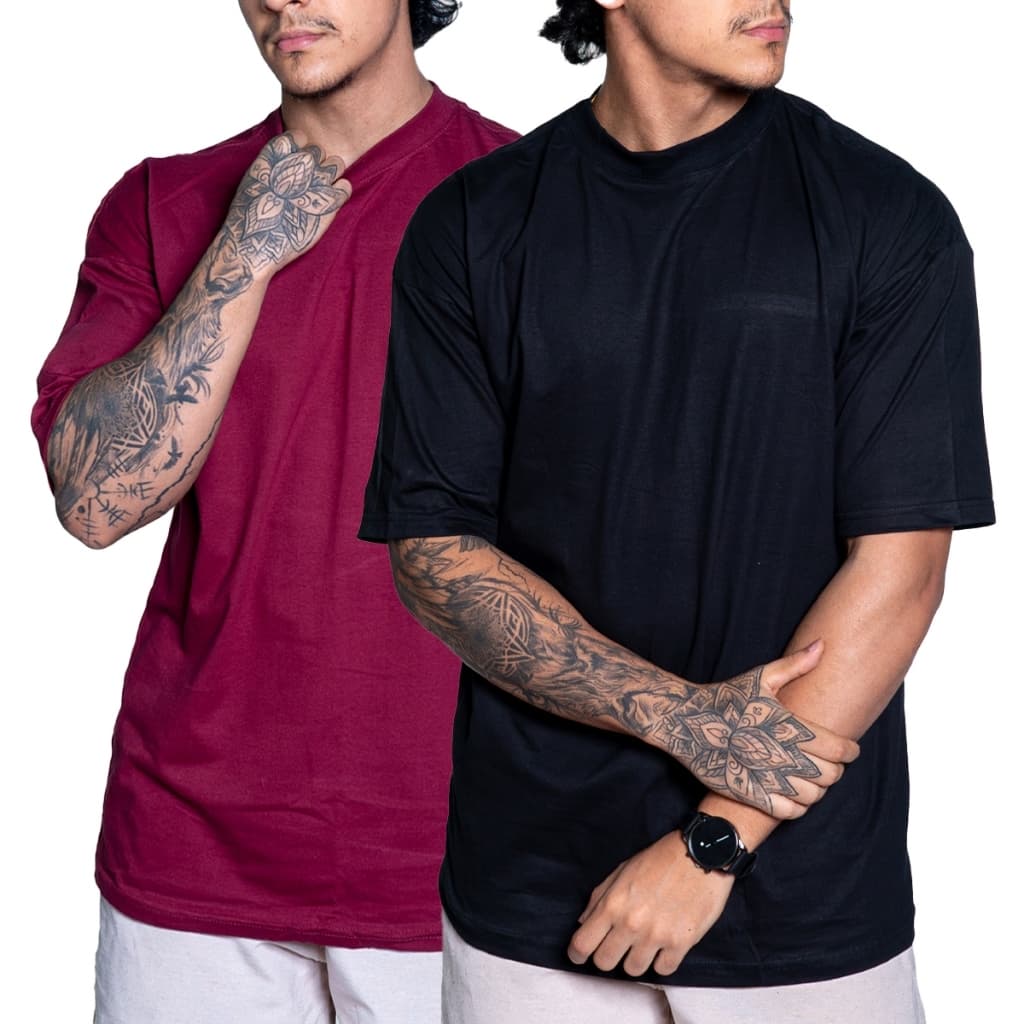 Kit 2 Camisetas Oversized Lisa Masculina Academia Treino Musculação Algodão Casual