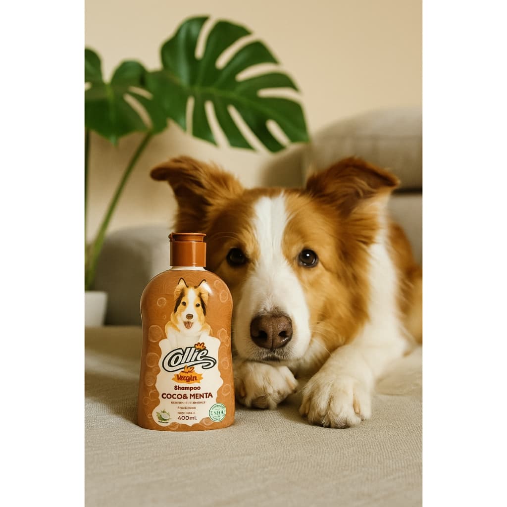 Shampoo Pet Collie Vegan Coco e Menta 400ml – Hidratação, Nutrição e Brilho Natural para Cães