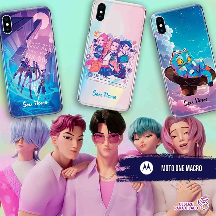 Capa Capinha Case Personalizada com Nome - Moto One Macro / Moto G8 Play - Guerreiras do K-Pop Huntrix