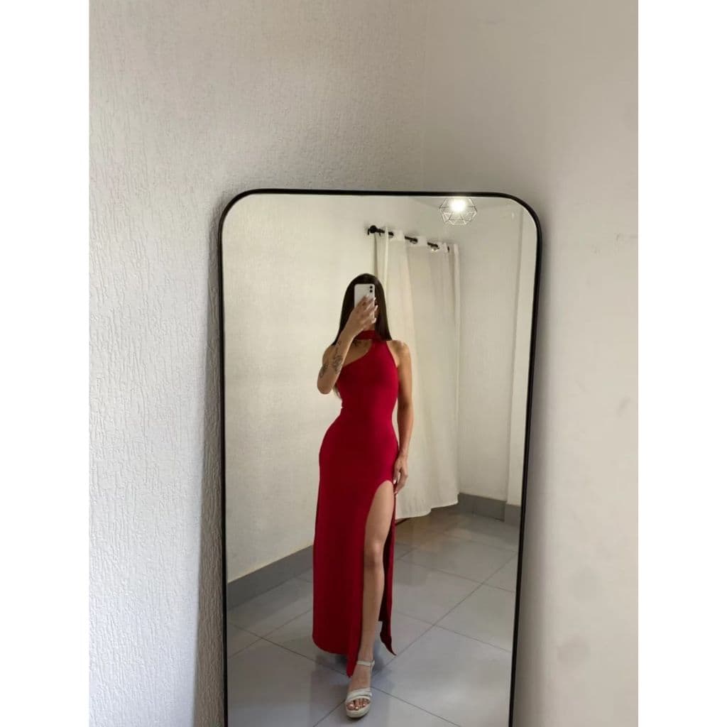Vestido Gola com fenda, vestido festa, vestido elegante, vestido formatura, vestido madrinha.