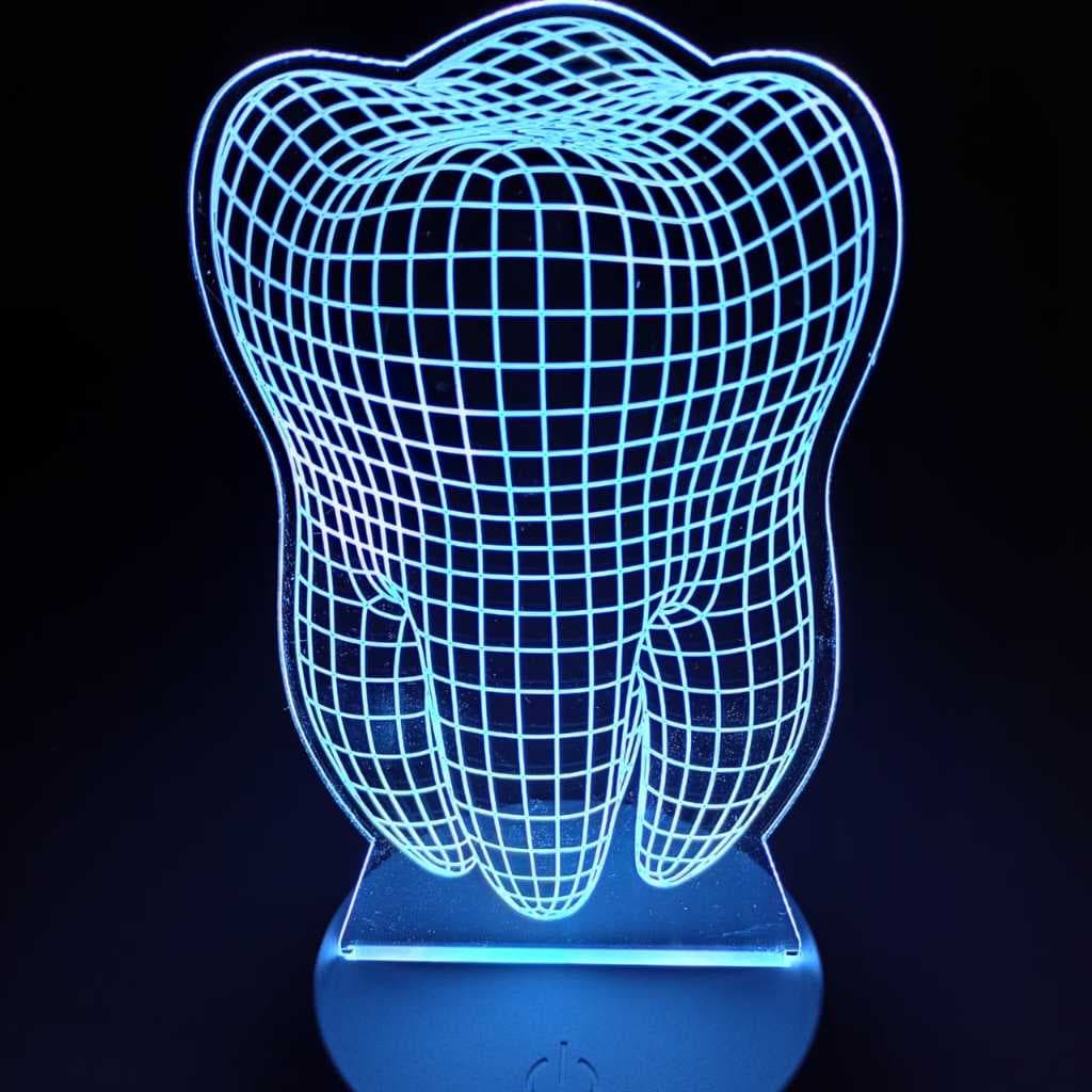Abajur Luminária Dente Dentista Odontologia Led 3D de Mesa Ac0005 Presente Criativo consultório odontológico Decoração