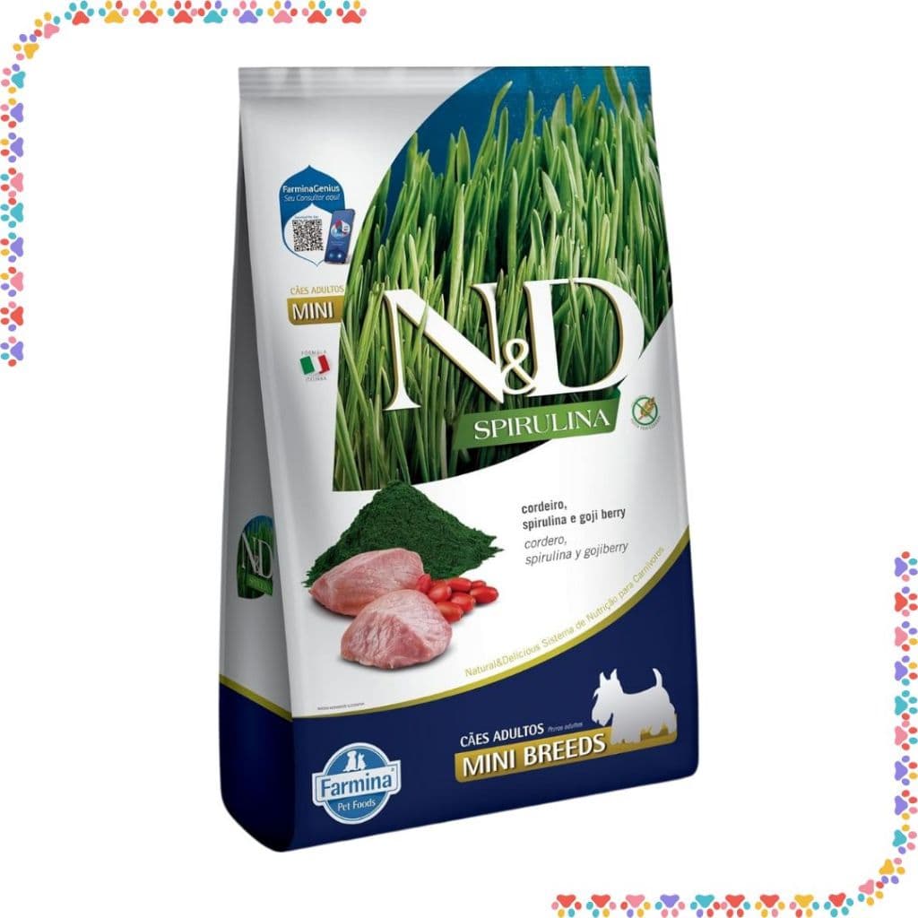 Ração Para Cachorros Adultos de Raças Pequenas Sabor Cordeiro 2kg N&D Spirulina