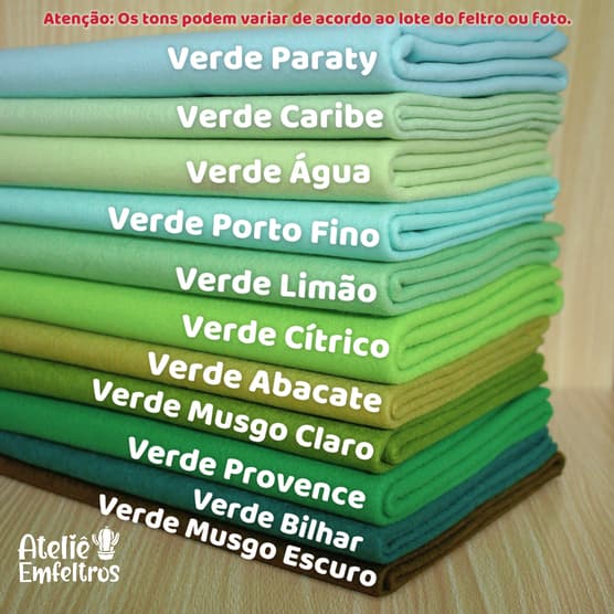 Feltro Tons de Verde  Santa Fé 50x140cm Artenasato Costura Bonecas Patchwork