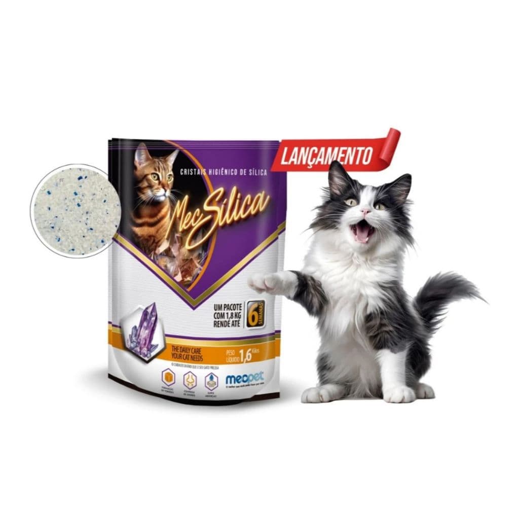 Areia Sanitária Com Cristais Sílica Em Gel 1,2 kg Mec Silica Para Gatos Novidade