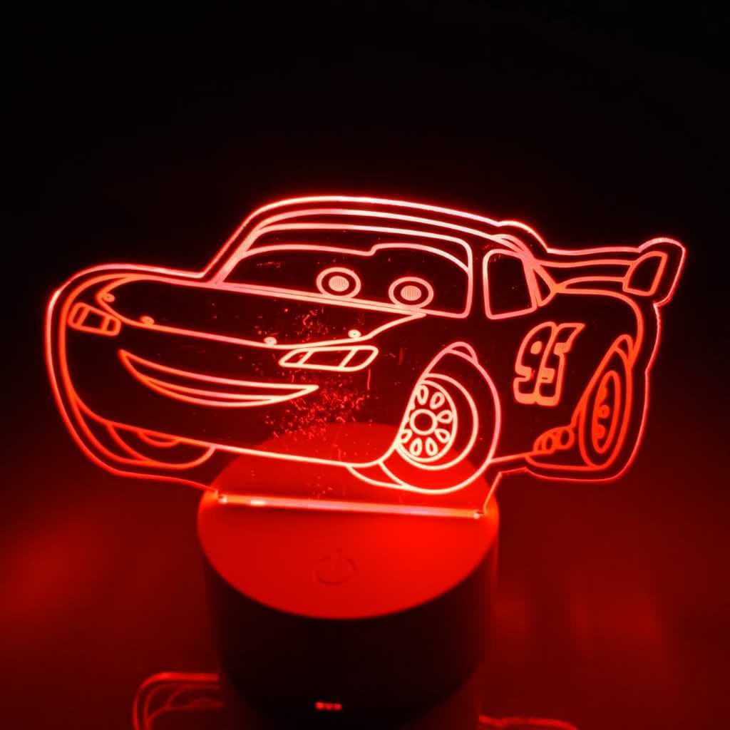 Abajur Luminária Carros Relâmpago Mc Queen Led 3D ac0007 Presente Criativo Luz Noturna Quarto Infantil Menino bebê filme