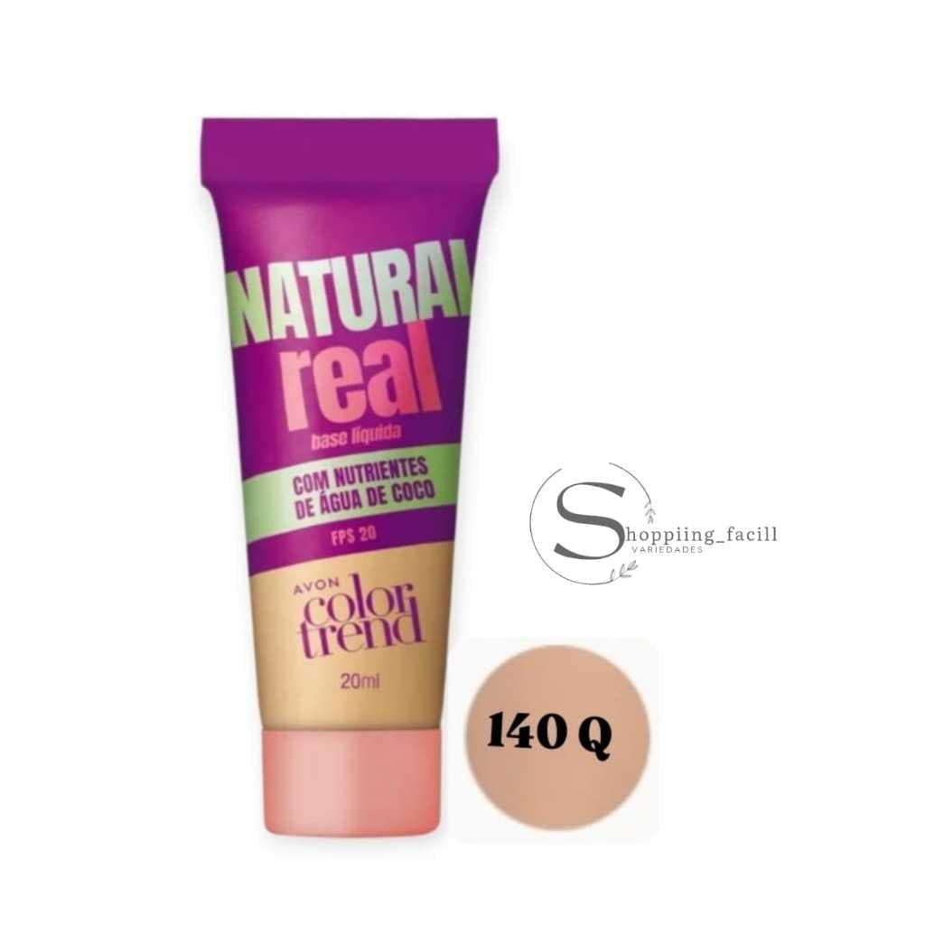 Base Líquida Natural Real Color Trand  Com Natrientes de água de coco Avon FPS 20 - Escolher sua cor