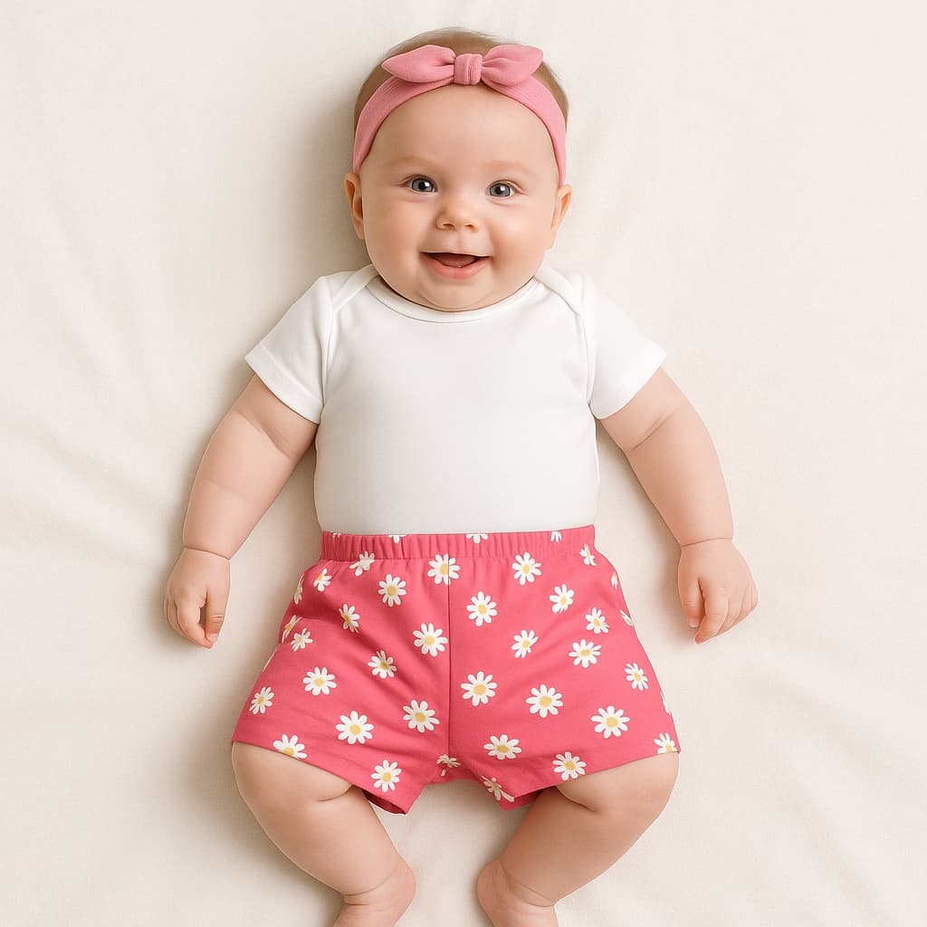 Short Tapa Fralda Verão Bebê Menina | 100% Algodão | Leve e Fresquinho | Doctor Baby