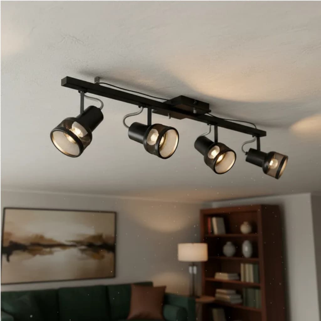 Luminária Spot Trilho 4 Lâmpadas Lustre em Almínio Bocal E27 Porcelana 110/220 Volts 100 W