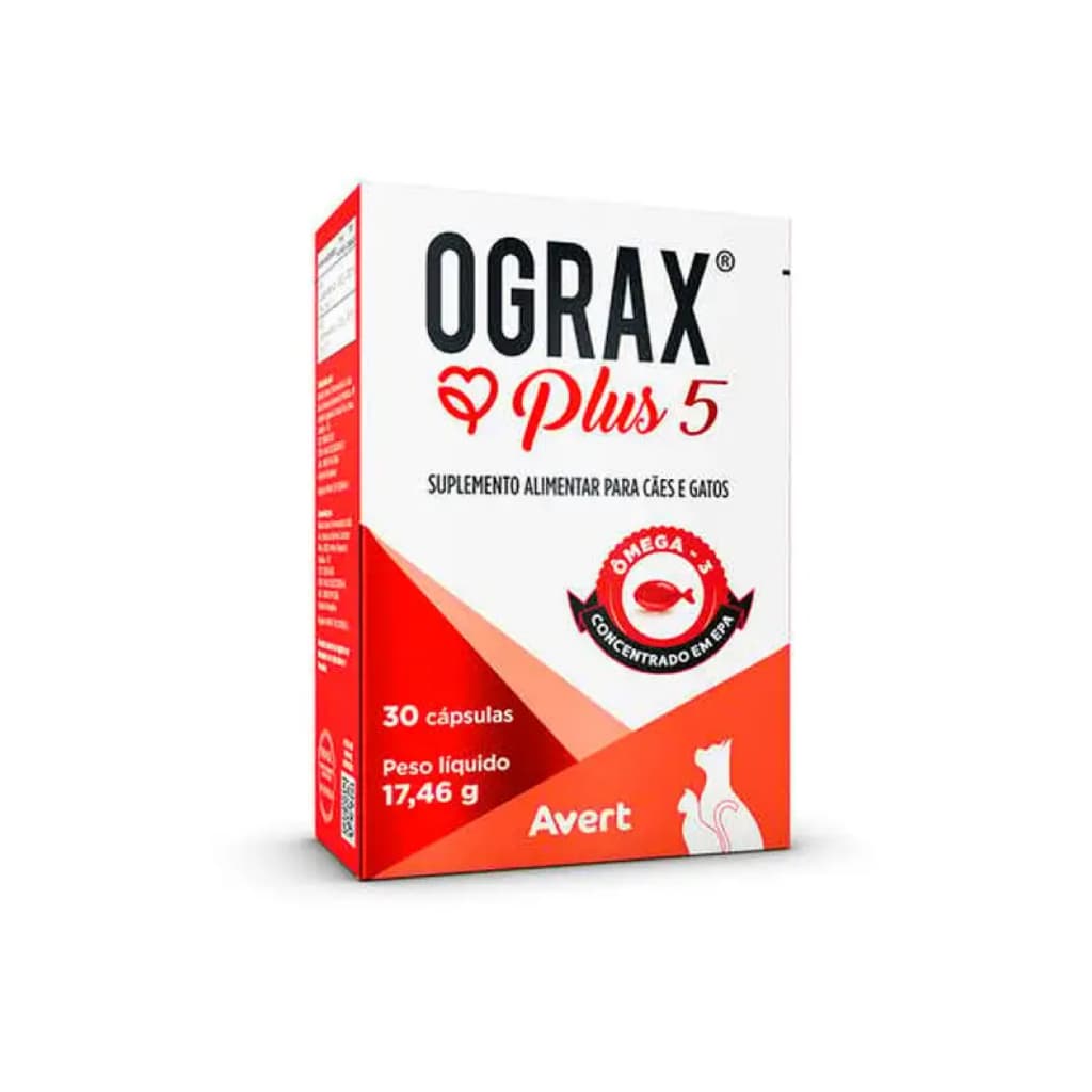 Ograx Plus 5 Suplemento Veterinário Ômega 3 30 Capsulas
