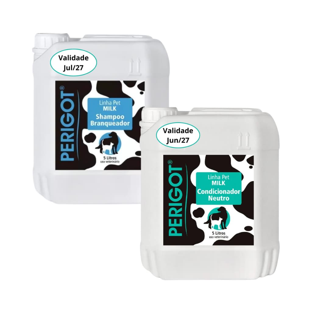 Kit Shampoo Branqueador e Condicionador Neutro 5L Perigot para Pet Cães Gatos
