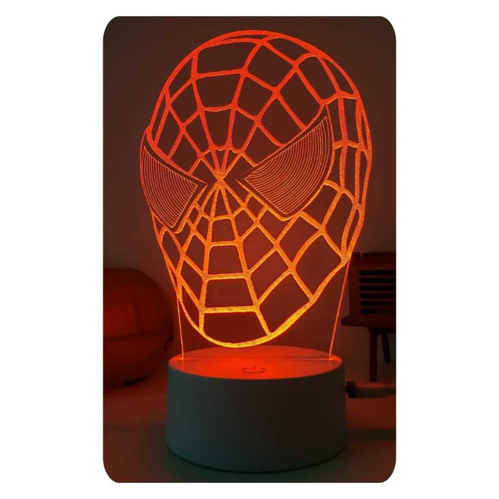 Luminária Led, Homem Aranha, Herói, Decoração, 16 Cores
