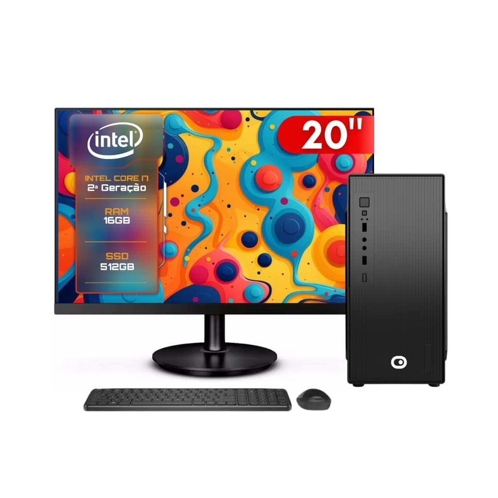 Computador Completo 2Eletro Fast Intel Core i7, 16GB , SSD 512GB, Monitor 20" LED - CD2E-0117FA
