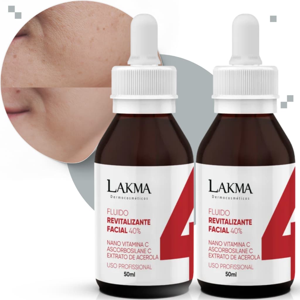 Kit 2 Fluido Revitalizante Facial Passo 4 Vitamina C 35% Clareador 50ml Lakma Antioxidante